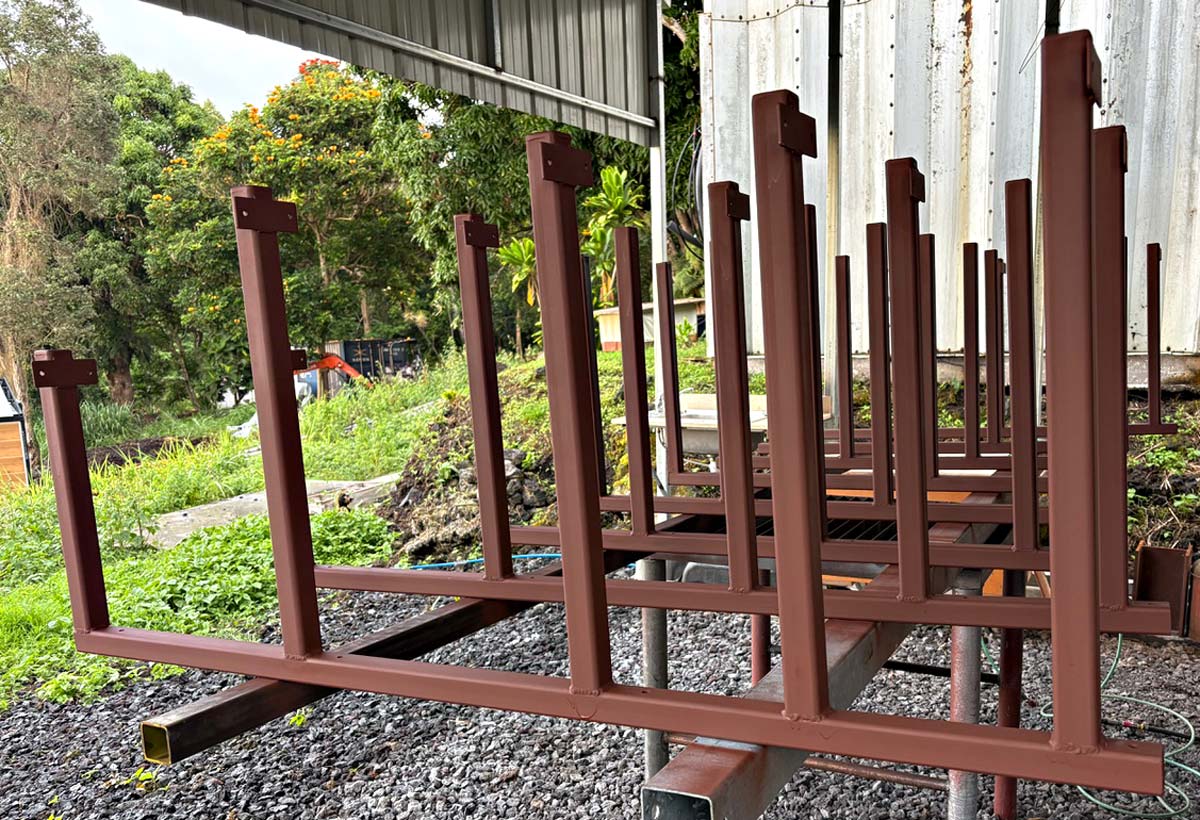 Custom fabricated steel lumber racks